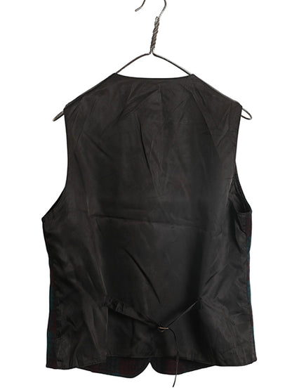 90s USA製 ウールリッチ チェック ウール テーラード ベスト レディース M / 古着 オールド ポケット付き ジレ ノースリーブ 重ね着 前開き