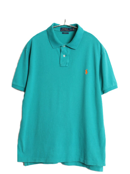 ポロ ラルフローレン 鹿の子 半袖 ポロシャツ メンズ XL 古着 半袖シャツ コットン カットソー ワンポイント スリム フィット 大きいサイズ