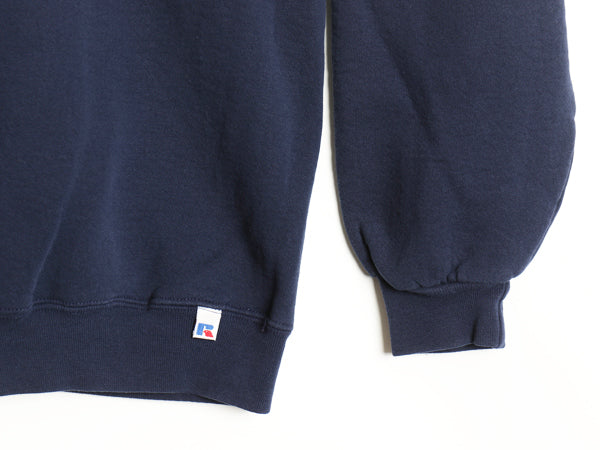 90s ラッセル 無地 スウェット メンズ レディース XXL 古着 オールド トレーナー 前V 裏起毛 ワンポイント 大きいサイズ ブランク ネイビー