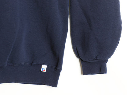 90s ラッセル 無地 スウェット メンズ レディース XXL 古着 オールド トレーナー 前V 裏起毛 ワンポイント 大きいサイズ ブランク ネイビー