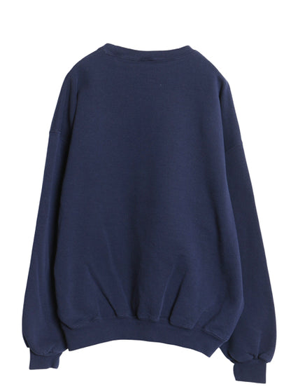 90s ラッセル 無地 スウェット メンズ レディース XXL 古着 オールド トレーナー 前V 裏起毛 ワンポイント 大きいサイズ ブランク ネイビー