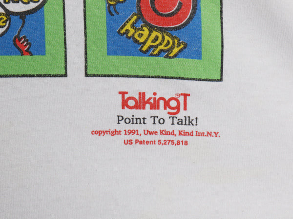 90s USA製 メッセージ イラスト プリント Tシャツ メンズ XL 古着 オールド グラフィック アート シングルステッチ ホワイト 大きいサイズ