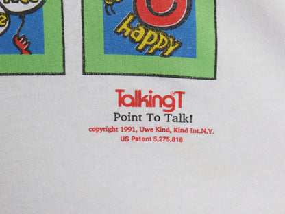 90s USA製 メッセージ イラスト プリント Tシャツ メンズ XL 古着 オールド グラフィック アート シングルステッチ ホワイト 大きいサイズ