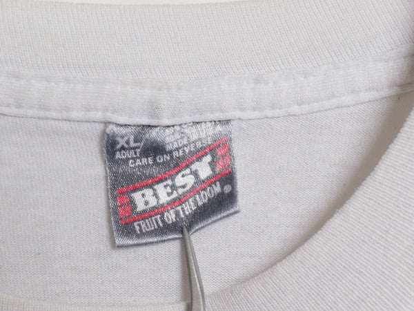 90s USA製 メッセージ イラスト プリント Tシャツ メンズ XL 古着 オールド グラフィック アート シングルステッチ ホワイト 大きいサイズ