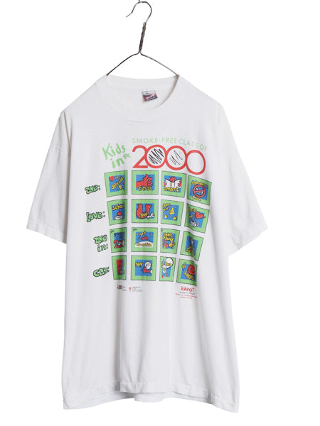 90s USA製 メッセージ イラスト プリント Tシャツ メンズ XL 古着 オールド グラフィック アート シングルステッチ ホワイト 大きいサイズ