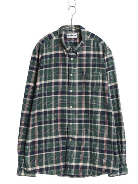 バブアー チェック 3点留め ボタンダウン 長袖 フランネル シャツ メンズ L 程/ コットン ネルシャツ 長袖シャツ BDシャツ マルチカラー 