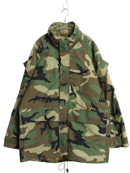 90s 米軍実物 USMC ECWCS ゴアテックス ウッドランドカモ 迷彩 ミリタリー ジャケット MEDIUM REGULAR / 96年製 2nd GEN 軍物 収納フード