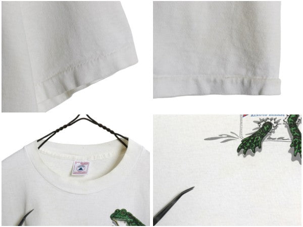 90s★ バドワイザー カエル イラスト プリント Tシャツ メンズ L / オールド グラフィック ビール 企業物 当時物 アニマル キャラクター 白