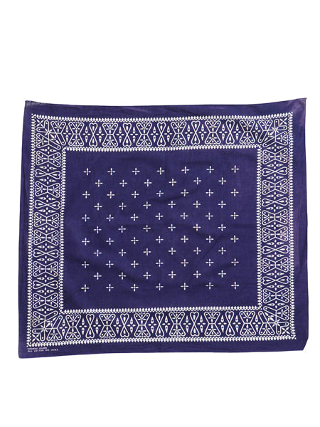 60s USA製 ★ WAMCRAFT クロス 柄 バンダナ / 小物 ヴィンテージ セルビッジ 耳付き コットン ハンカチ ネイビー ナス紺 ファストカラー