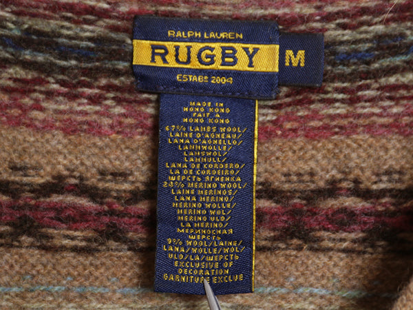 ラグビー ラルフローレン 総柄 ニット カーディガン レディース M / 古着 ポロ 前開き 羽織り ラム メリノ ウール セーター フェアアイル