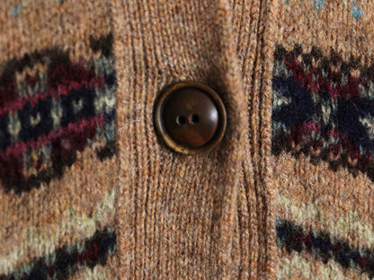 ラグビー ラルフローレン 総柄 ニット カーディガン レディース M / 古着 ポロ 前開き 羽織り ラム メリノ ウール セーター フェアアイル