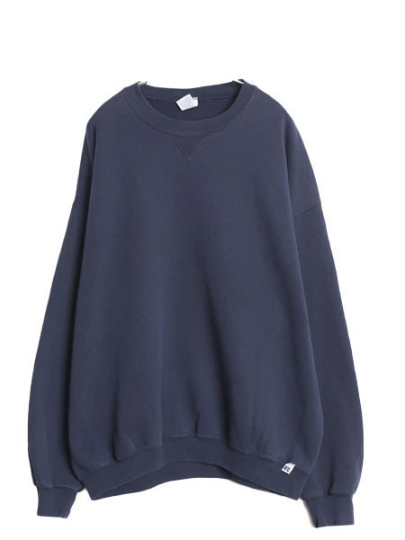 90s ラッセル 無地 スウェット メンズ レディース XXL オールド トレーナー 前V ワンポイント ブランク クルーネック 裏起毛 大きいサイズ