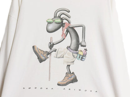 90s USA製 キャラクター イラスト プリント 長袖 Tシャツ メンズ XL 古着 オールド アート グラフィック スーベニア ロンT 大きいサイズ 白