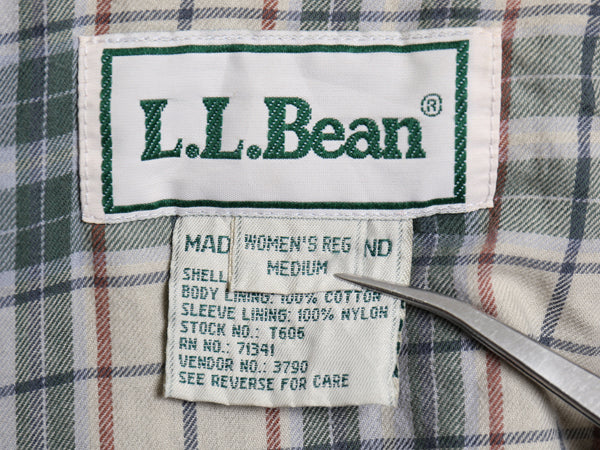 90s エルエルビーン コットン ハーフ コート レディース M / オールド アウトドア チェック ライナー フルジップ ハンティング ジャケット