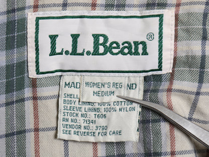 90s エルエルビーン コットン ハーフ コート レディース M / オールド アウトドア チェック ライナー フルジップ ハンティング ジャケット
