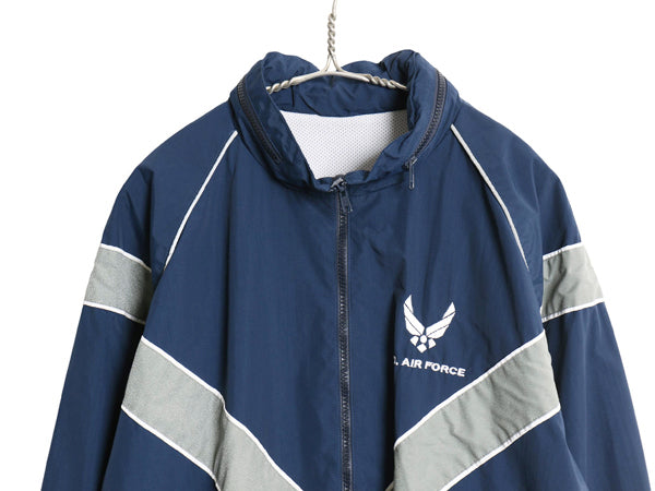 00s 米軍実物 US AIR FORCE ナイロン トレーニング ジャケット MEDIUM REGULAR 古着 04年製 オールド ミリタリー 軍物 USAF ジャンパー 青