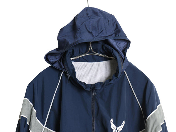 00s 米軍実物 US AIR FORCE ナイロン トレーニング ジャケット MEDIUM REGULAR 古着 04年製 オールド ミリタリー 軍物 USAF ジャンパー 青