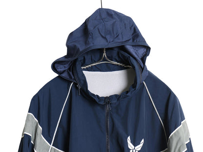 00s 米軍実物 US AIR FORCE ナイロン トレーニング ジャケット MEDIUM REGULAR 古着 04年製 オールド ミリタリー 軍物 USAF ジャンパー 青