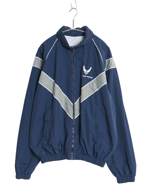 00s 米軍実物 US AIR FORCE ナイロン トレーニング ジャケット MEDIUM REGULAR 古着 04年製 オールド ミリタリー 軍物 USAF ジャンパー 青