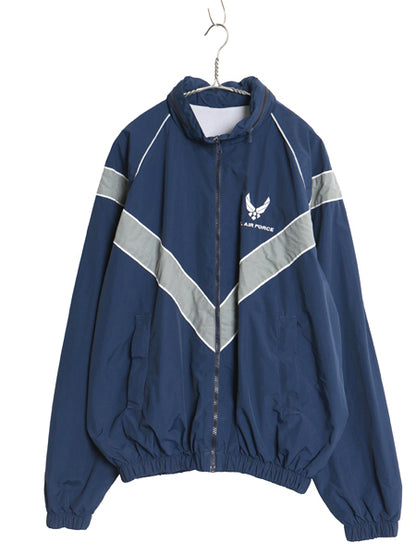 00s 米軍実物 US AIR FORCE ナイロン トレーニング ジャケット MEDIUM REGULAR 古着 04年製 オールド ミリタリー 軍物 USAF ジャンパー 青