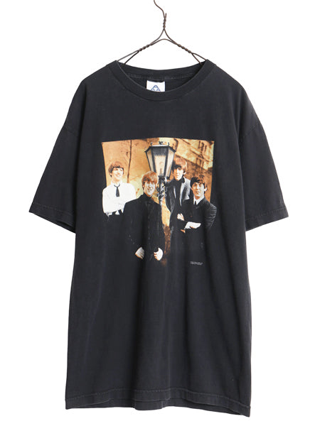 00s ★ ビートルズ イラスト プリント Tシャツ メンズ L / オールド オフィシャル バンド ロック ムービー グラフィック ヘビーウェイト 黒