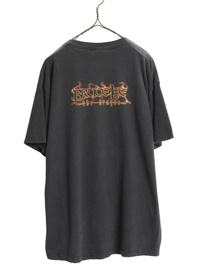 90s 00s ★ ブルースリー イラスト プリント Tシャツ メンズ XL 古着 オールド オフィシャル ムービー 映画 俳優 ドラゴン グラフィック 黒