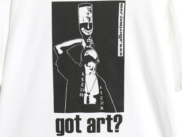 00s ★ got art 企業 パロディ イラスト プリント Tシャツ メンズ L / 古着 オールド アート グラフィック ヘビーウェイト モノトーン 白