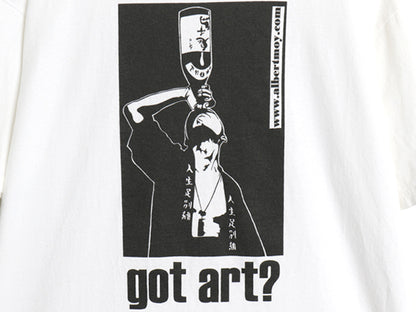 00s ★ got art 企業 パロディ イラスト プリント Tシャツ メンズ L / 古着 オールド アート グラフィック ヘビーウェイト モノトーン 白