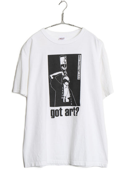 00s ★ got art 企業 パロディ イラスト プリント Tシャツ メンズ L / 古着 オールド アート グラフィック ヘビーウェイト モノトーン 白