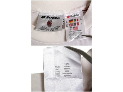 90s ☆ Lotto ACミラン プリント Tシャツ メンズ M / 古着 オールド オフィシャル 当時物 サッカー イタリア セリエA フットボール OPEL 白