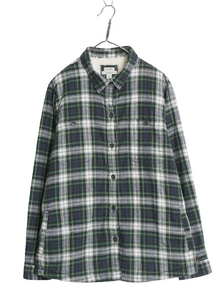 エルエルビーン チェック フランネル シャツ ジャケット レディース XL / 裏 ボア パイル フリース ライナー付き ネルシャツ 大きいサイズ