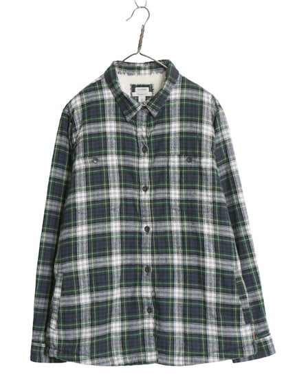 エルエルビーン チェック フランネル シャツ ジャケット レディース XL / 裏 ボア パイル フリース ライナー付き ネルシャツ 大きいサイズ