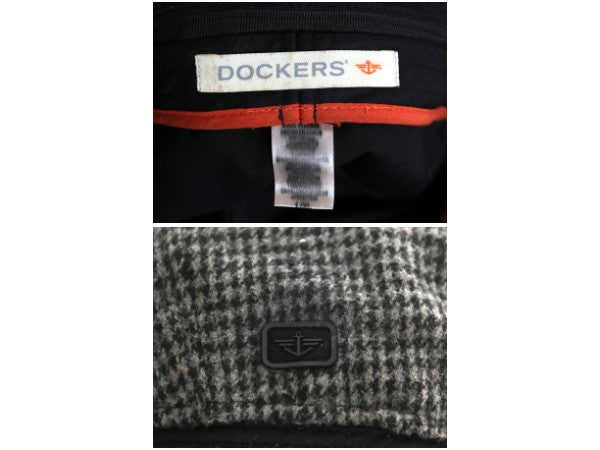 ドッカーズ リーバイス 耳当て付き ウール ハンチング メンズ L XL 古着 帽子 キャップ キャスケット ヘリンボーン グレー イヤー フラップ