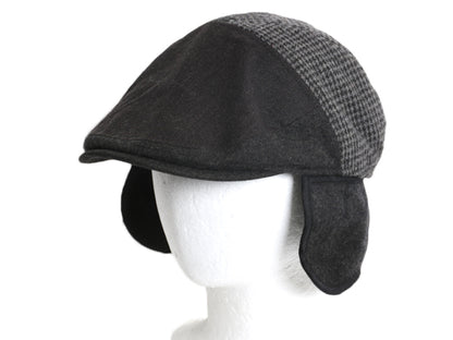 ドッカーズ リーバイス 耳当て付き ウール ハンチング メンズ L XL 古着 帽子 キャップ キャスケット ヘリンボーン グレー イヤー フラップ