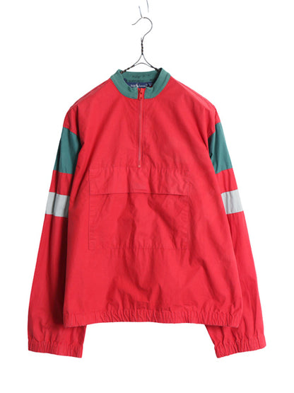 90s ★ ポロ ラルフローレン コットン プルオーバー ジャケット メンズ M 古着 オールド パドリング カヤック ハーフジップ ジャンパー 赤