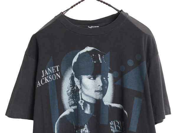 90s ★ ジャネット ジャクソン ツアー プリント Tシャツ メンズ M 程/ 古着 オールド 当時物 オフィシャル バンド R&B シングルステッチ 黒