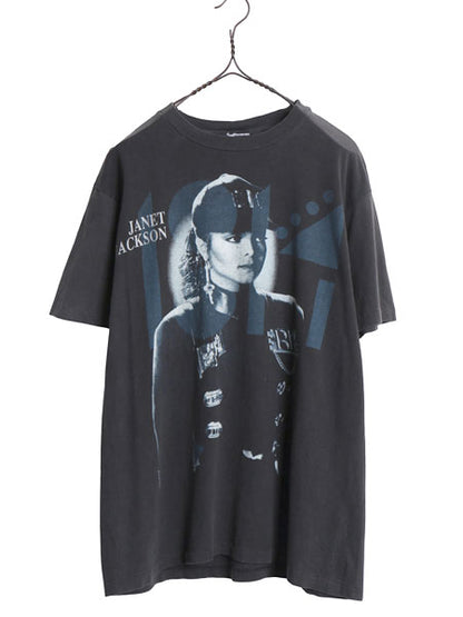 90s ★ ジャネット ジャクソン ツアー プリント Tシャツ メンズ M 程/ 古着 オールド 当時物 オフィシャル バンド R&B シングルステッチ 黒