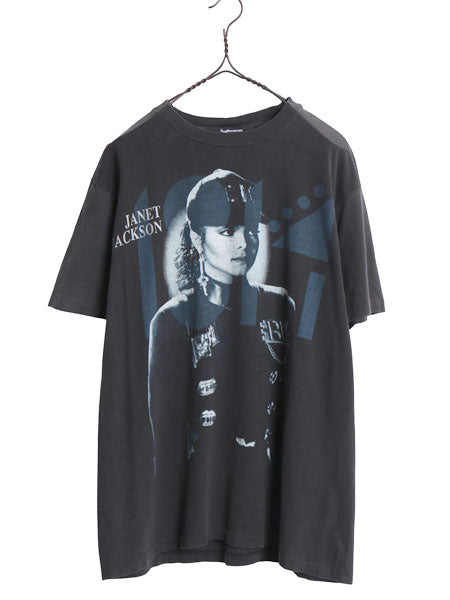 90s ★ ジャネット ジャクソン ツアー プリント Tシャツ メンズ M 程/ 古着 オールド 当時物 オフィシャル バンド R&B シングルステッチ 黒