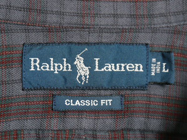 00s ラルフローレン チェック 長袖 ボタンダウン シャツ メンズ L オールド ポロ CLASSIC FIT コットン ワンポイント ポニー マルチカラー 