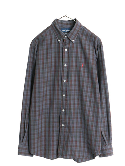 00s ラルフローレン チェック 長袖 ボタンダウン シャツ メンズ L オールド ポロ CLASSIC FIT コットン ワンポイント ポニー マルチカラー 