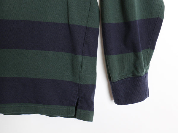 90s ポロ ラルフローレン ボーダー 長袖 ラガーシャツ メンズ XL / 古着 オールド ラグビー ポロシャツ ワンポイント ポニー  大きいサイズ