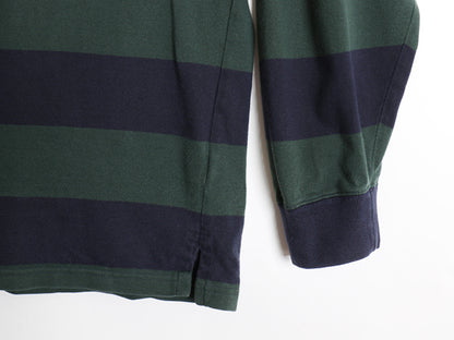 90s ポロ ラルフローレン ボーダー 長袖 ラガーシャツ メンズ XL / 古着 オールド ラグビー ポロシャツ ワンポイント ポニー  大きいサイズ