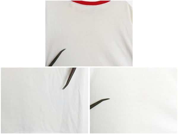 70s USA製 ★ チャンピオン 染込み カレッジ プリント リンガー Tシャツ メンズ L 小さめ M 程/ ヴィンテージ バータグ 100% コットン 白