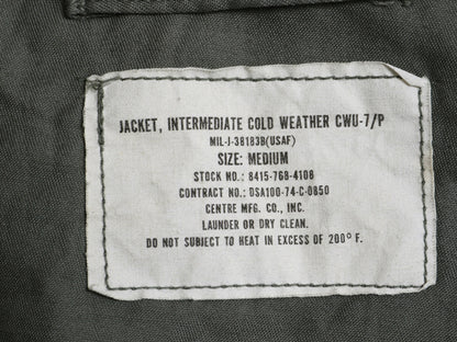 70s ★ 米軍実物 USAF CWU 7/P メカニック ジャケット MEDIUM 古着 ヴィンテージ ミリタリー エアフォース フライト グランドクルー セージ
