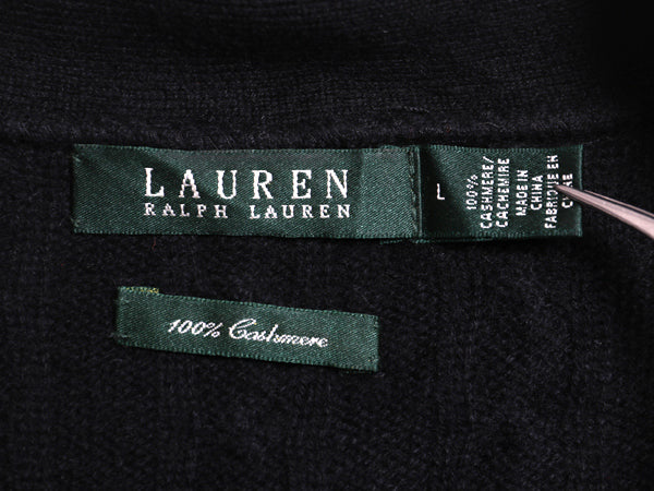 00s ローレン ラルフローレン ショールカラー ニット セーター レディース L 古着 オールド ポロ 100% カシミヤ ケーブル プルオーバー 黒