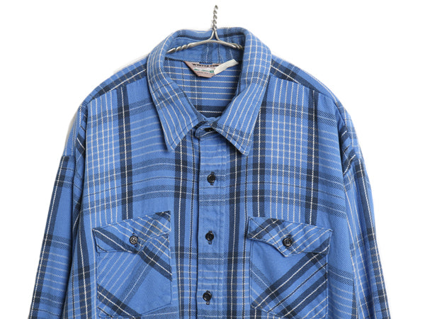 80s USA製 WINTER RUN チェック 長袖 ヘビー フランネル シャツ メンズ XXXL / ヴィンテージ ネルシャツ ヘビーウェイト 厚手 大きいサイズ