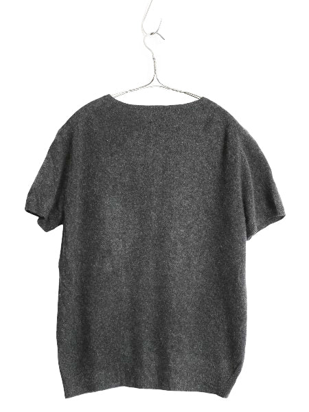 00s ローレン ラルフローレン 半袖 ニット セーター レディース L / オールド ポロ 100% カシミヤ シンプル クルーネック チャコールグレー