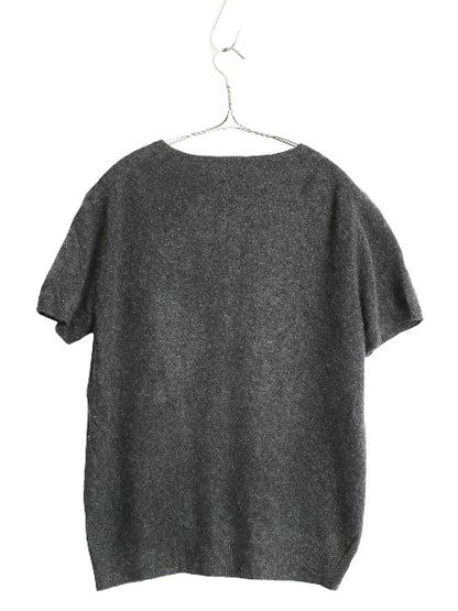 00s ローレン ラルフローレン 半袖 ニット セーター レディース L / オールド ポロ 100% カシミヤ シンプル クルーネック チャコールグレー