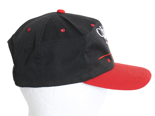 90s シカゴ ブルズ ベースボール キャップ フリーサイズ 古着 オールド 当時物 NBA オフィシャル バスケ キャラクター ツートン 黒 赤 帽子