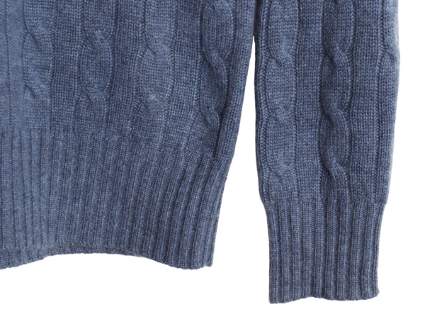 00s ポロ ラルフローレン ケーブル ニット セーター メンズ XS 古着 オールド 100% カシミヤ 長袖ニット ポニー無し 無地 シンプル 薄手 青